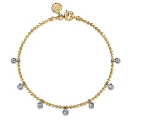 14K White and Yellow Gold Bujukan White Sapphire Droplet Bracelet