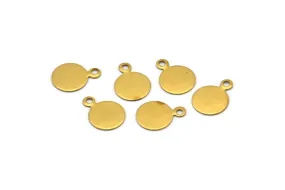 8mm Round Tag, 300 Raw Brass Cabochon Tags, Stamping Tags With 1 Loop (8mm) Brs 94 A0218