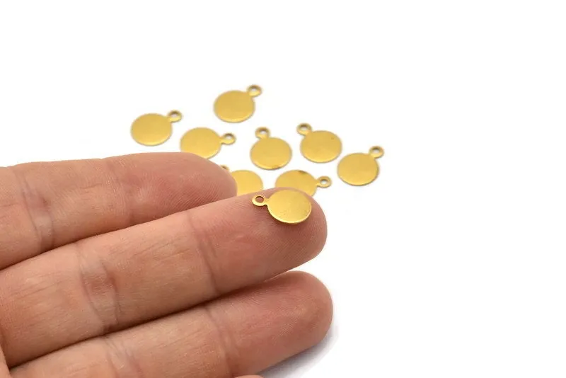 8mm Round Tag, 300 Raw Brass Cabochon Tags, Stamping Tags With 1 Loop (8mm) Brs 94 A0218