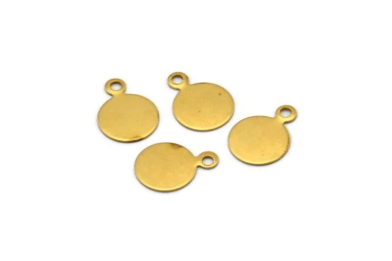 8mm Round Tag, 300 Raw Brass Cabochon Tags, Stamping Tags With 1 Loop (8mm) Brs 94 A0218