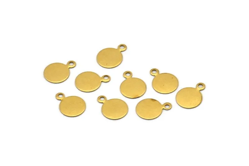 8mm Round Tag, 300 Raw Brass Cabochon Tags, Stamping Tags With 1 Loop (8mm) Brs 94 A0218