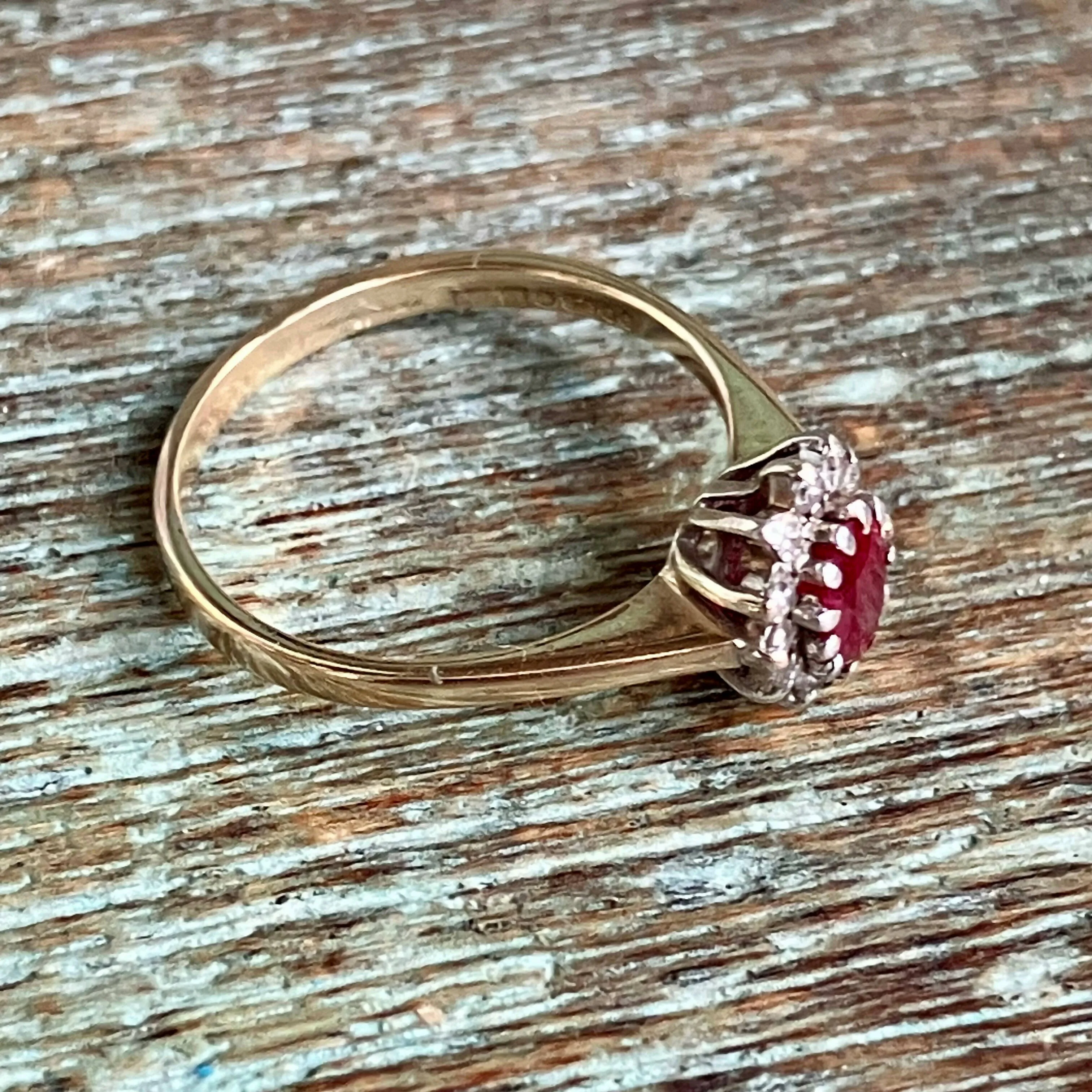 9ct Gold, Ruby and Diamond Ring and Earring Set