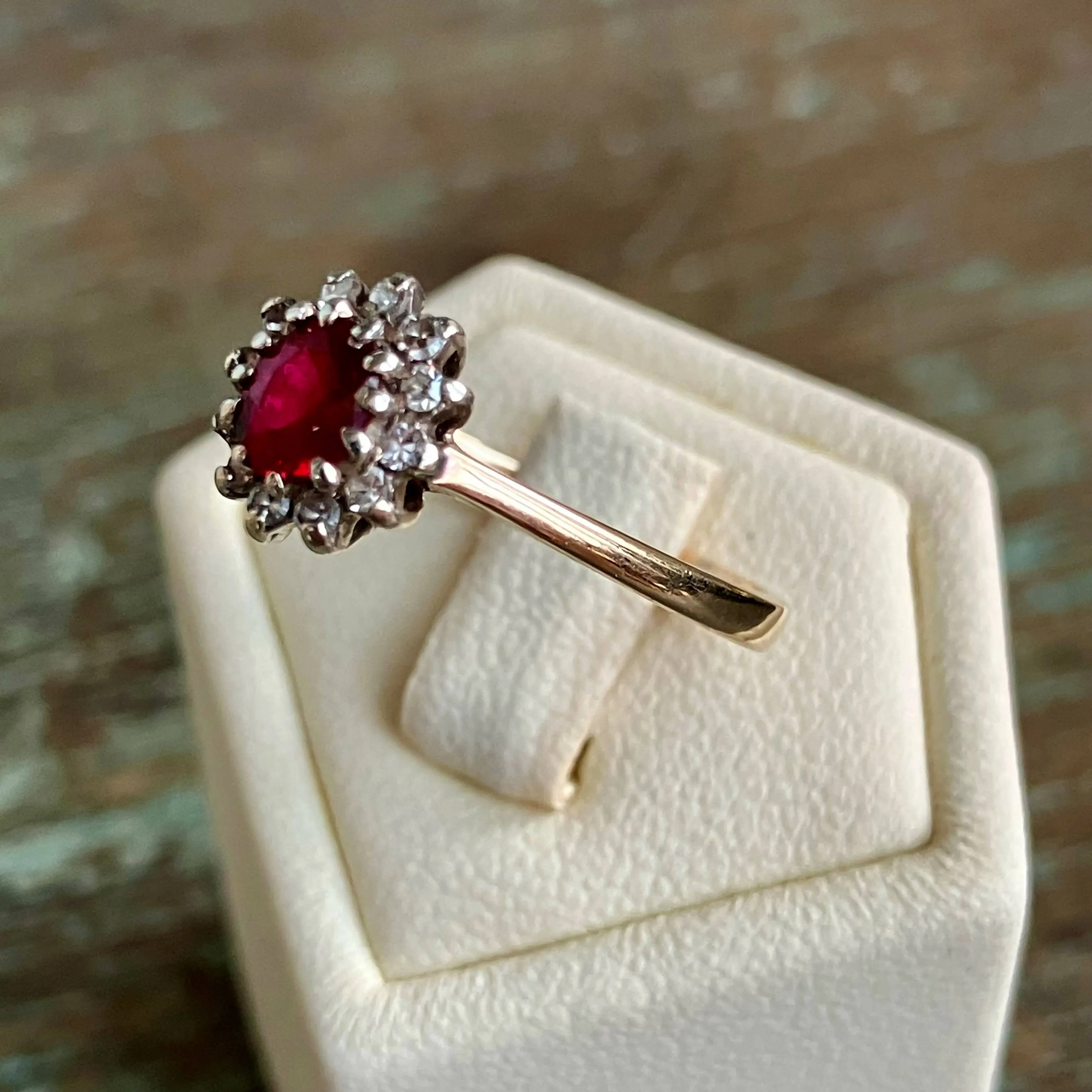 9ct Gold, Ruby and Diamond Ring and Earring Set