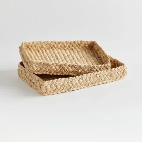 Abaca French Braided Square Trays - Set Of 2