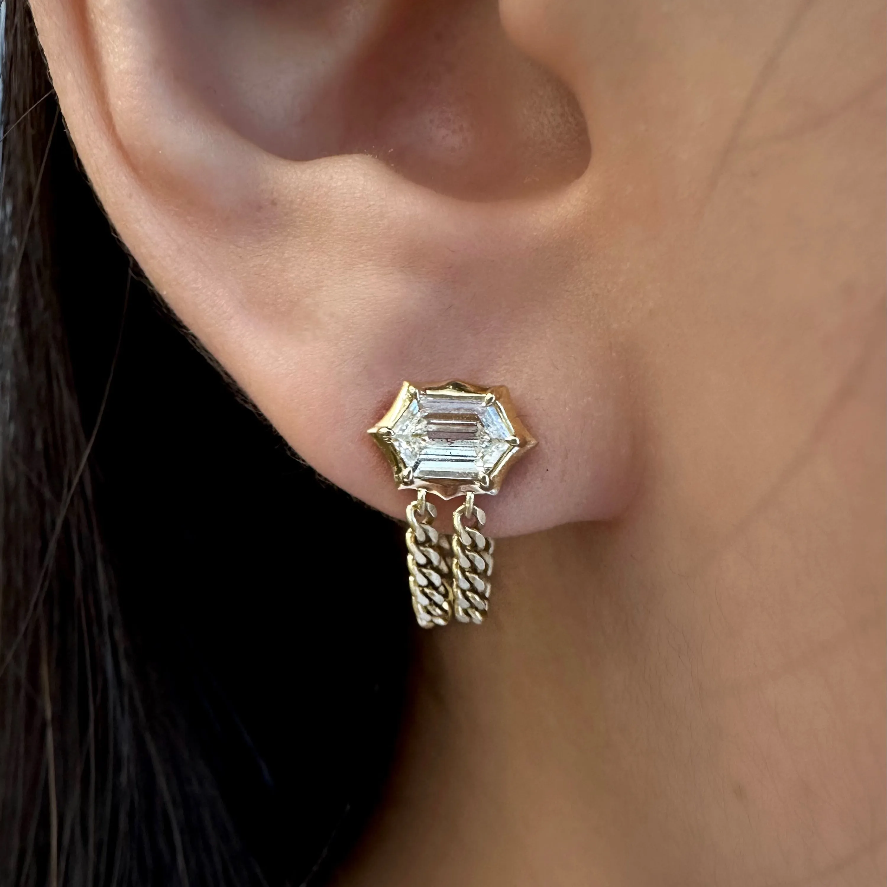 Alchemy Hex Chain Loop Earrings