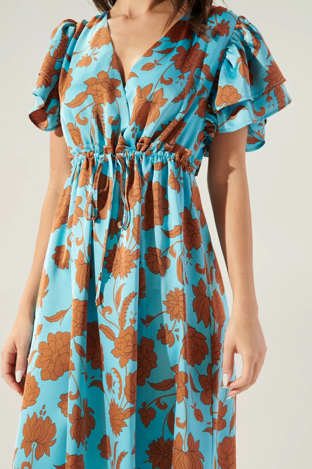 Belmont Floral Surplice Midi Dress