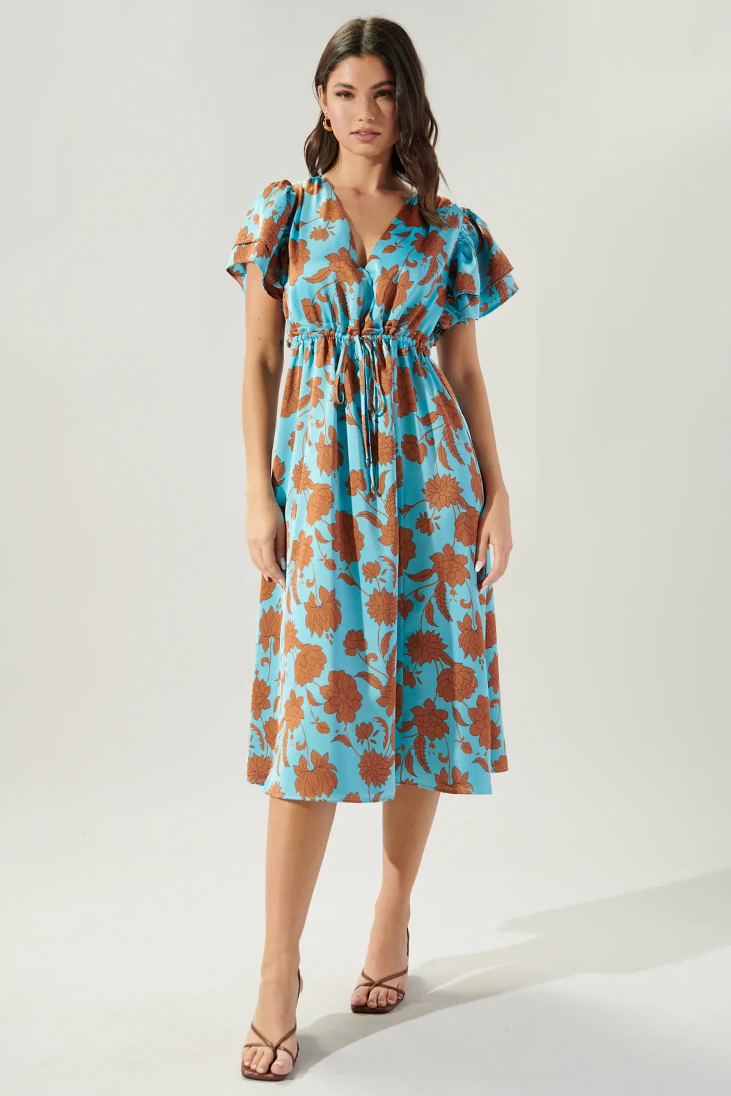 Belmont Floral Surplice Midi Dress