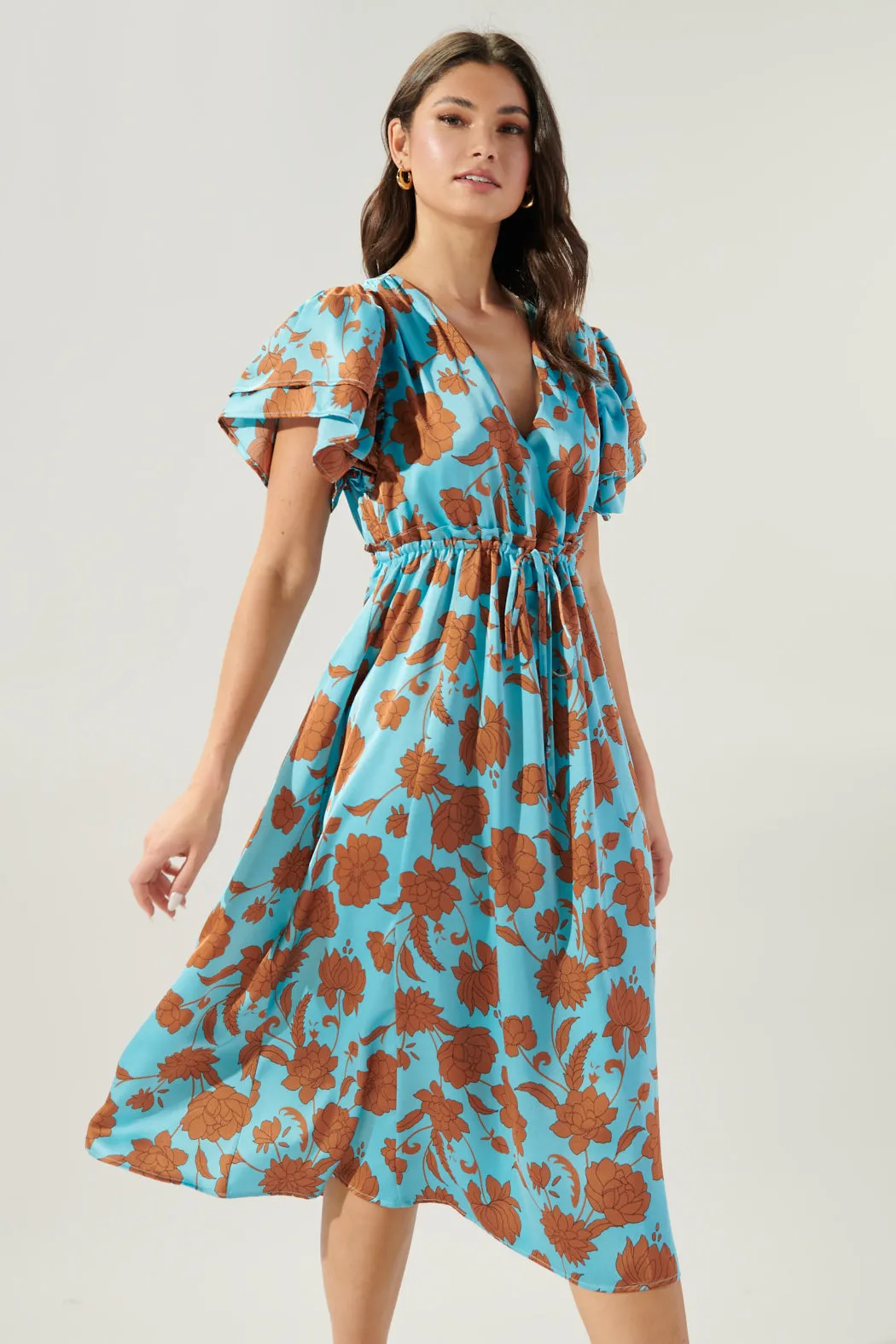 Belmont Floral Surplice Midi Dress
