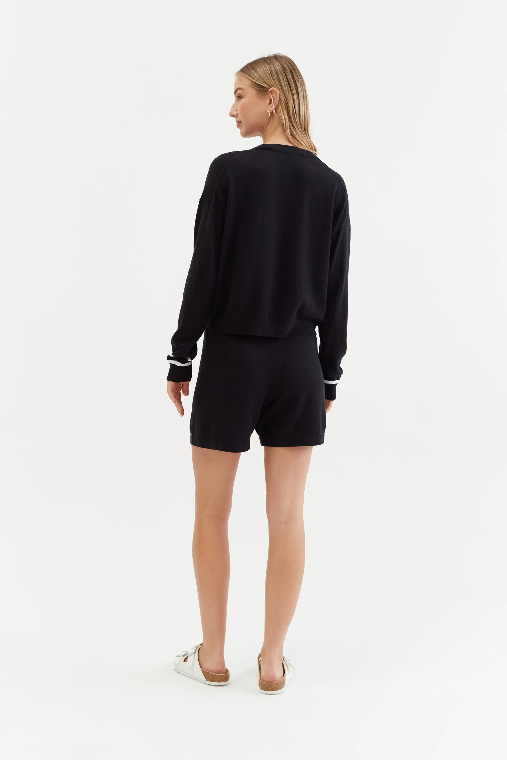 Black Cotton-Linen Summer Cardigan