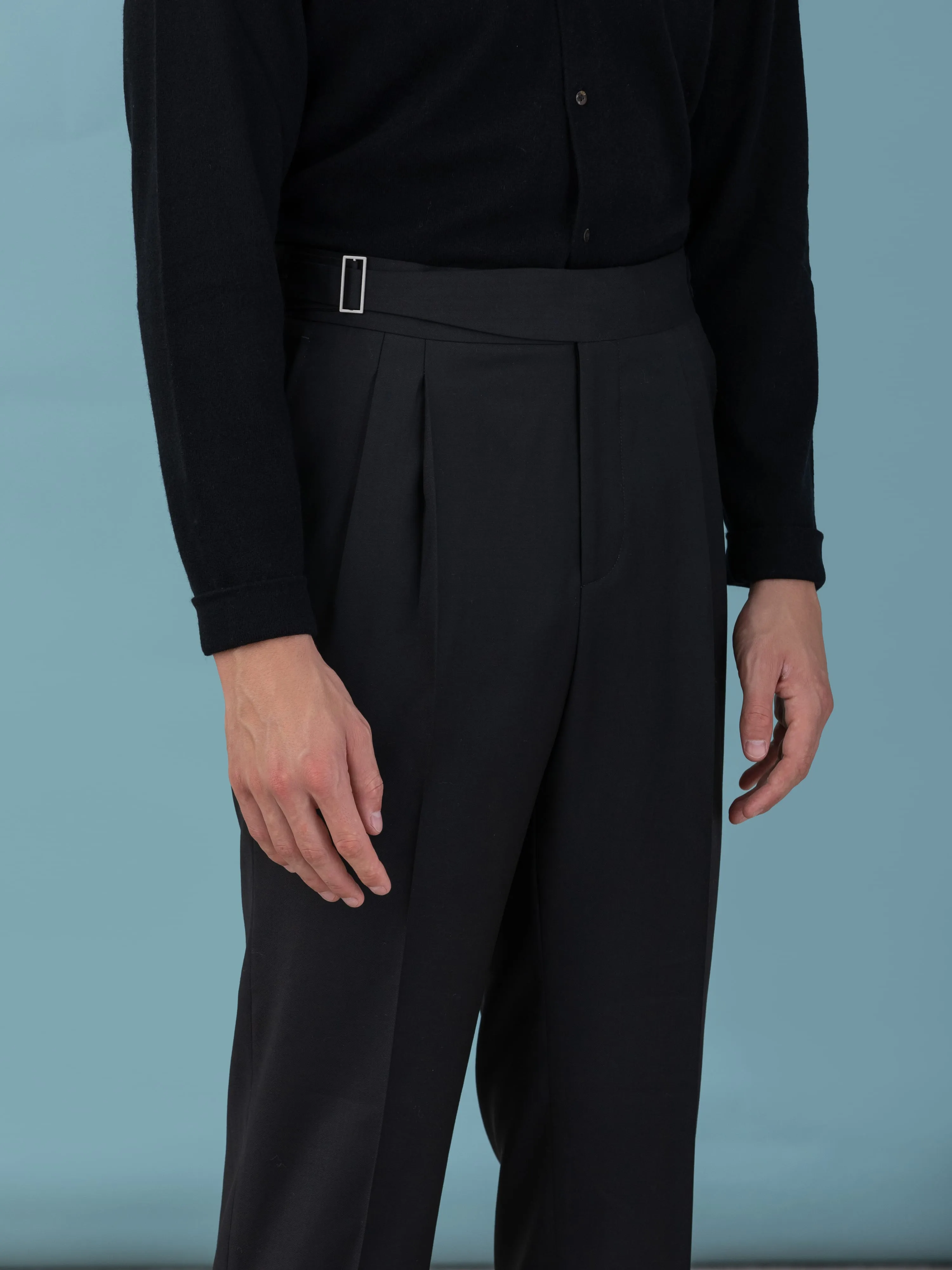 Black Wool S130 Gurkha Trousers