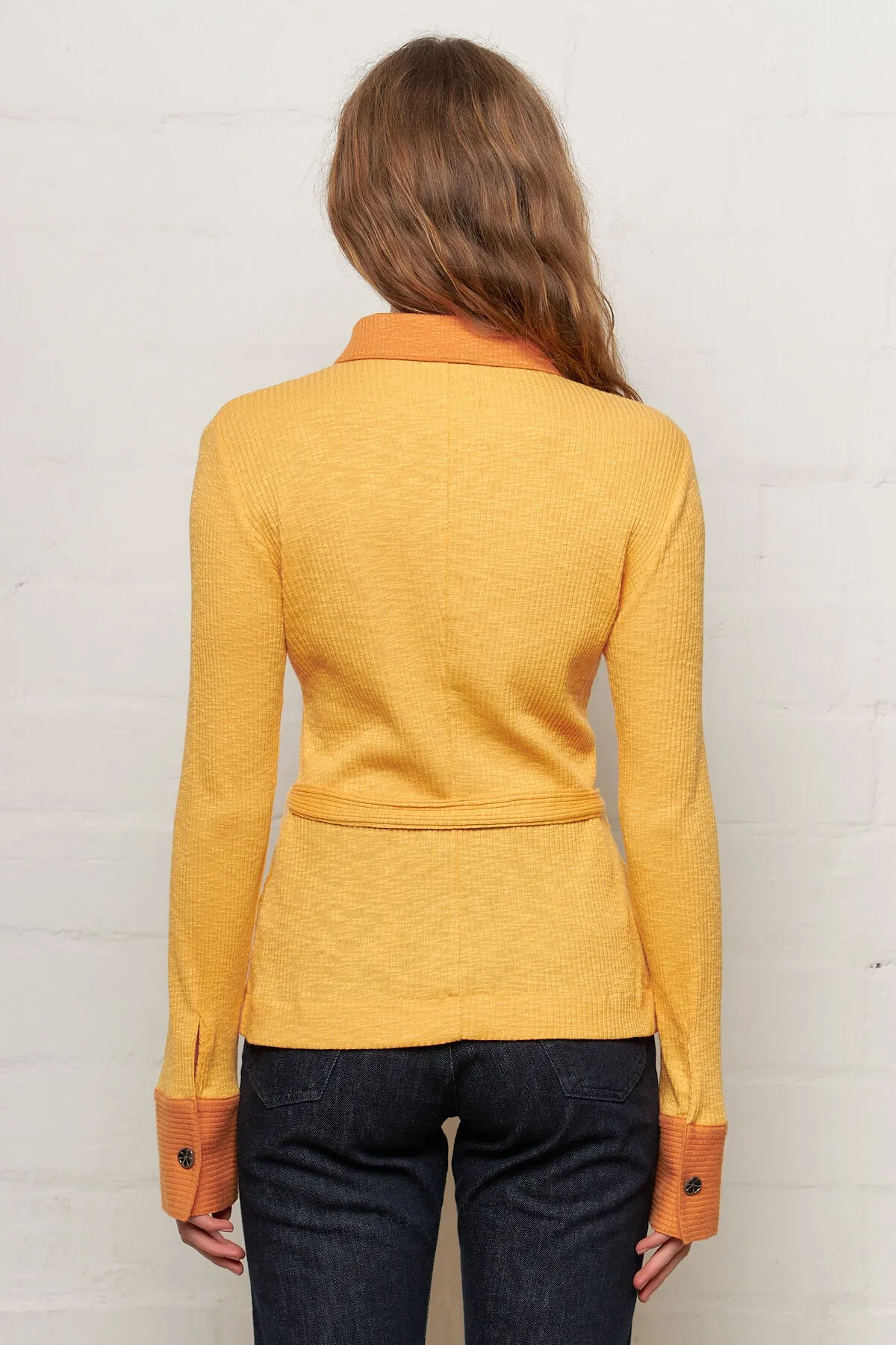 Blake Cardigan Cotton Blend Rib Yellow