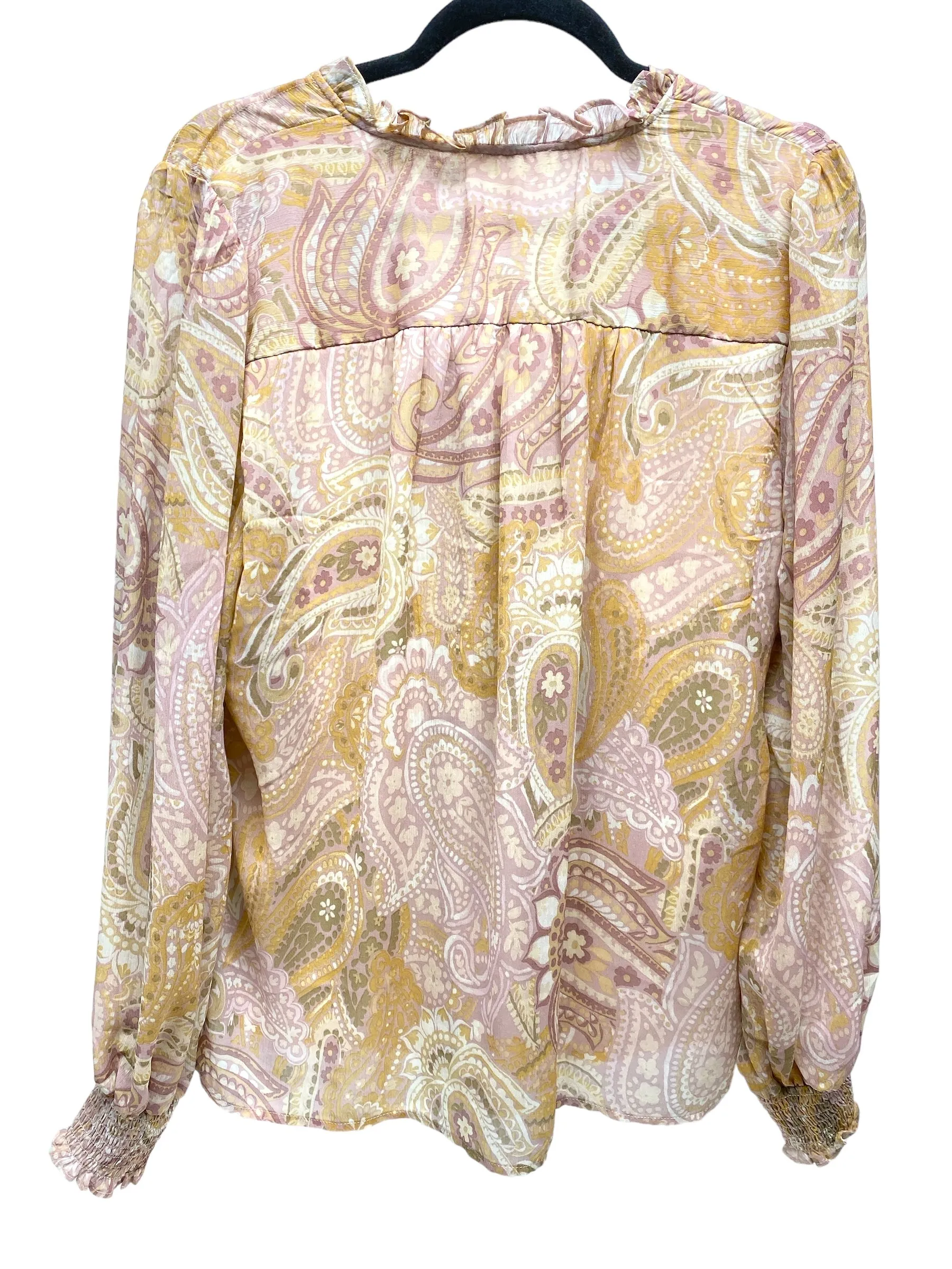Blouse Long Sleeve By Clothes Mentor In Paisley Print, Size: L