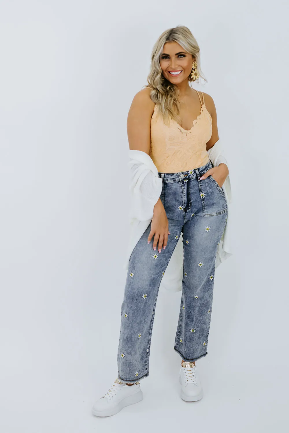Boho Dreams Lace Bodysuit, Yellow