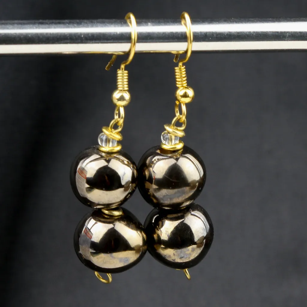 Brown Double Ball Earring