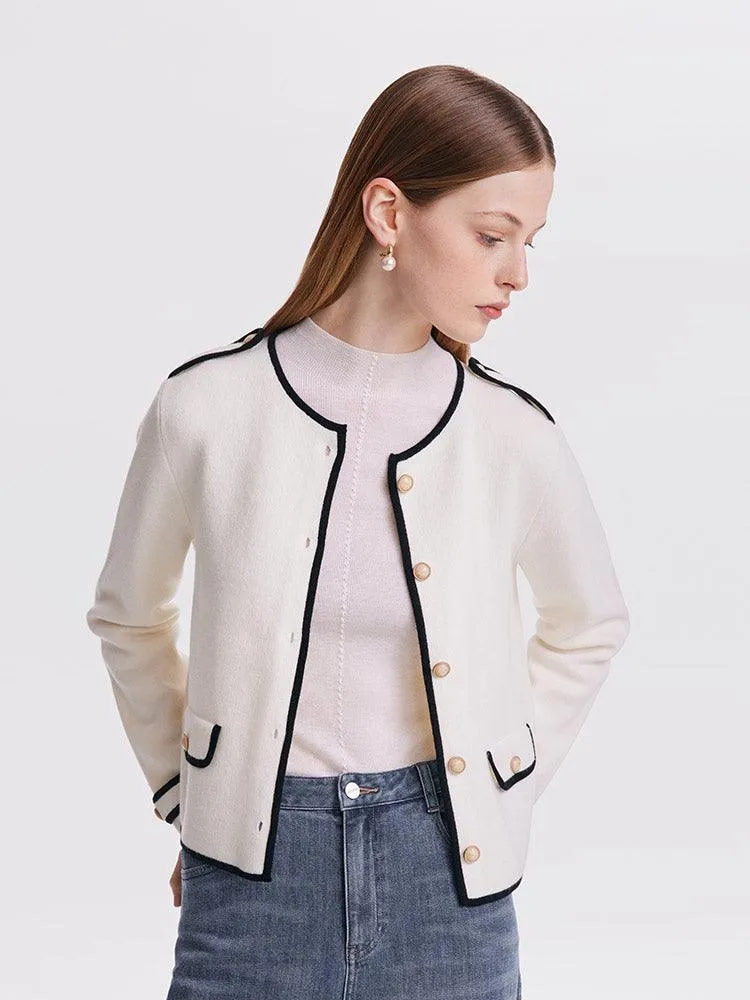 Contrast Soft Woolen Cardigan Test Test