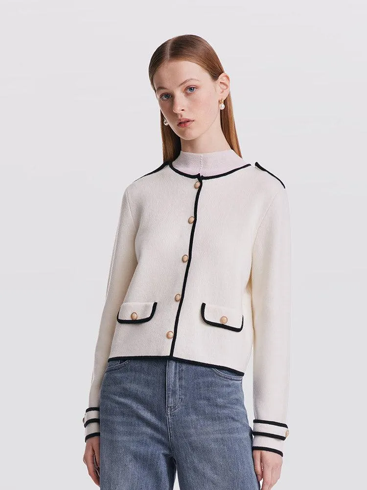 Contrast Soft Woolen Cardigan Test Test