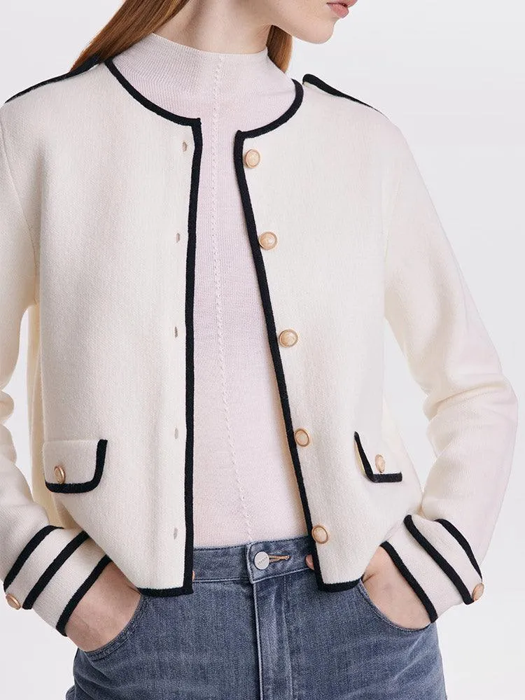 Contrast Soft Woolen Cardigan Test Test