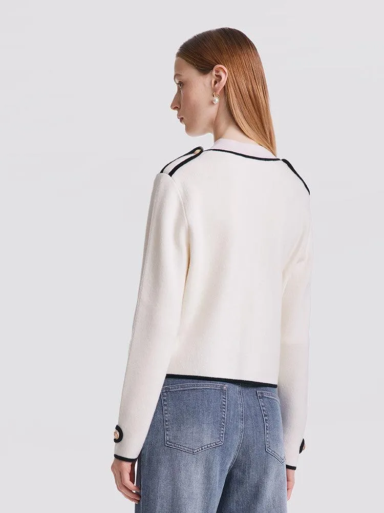 Contrast Soft Woolen Cardigan Test Test