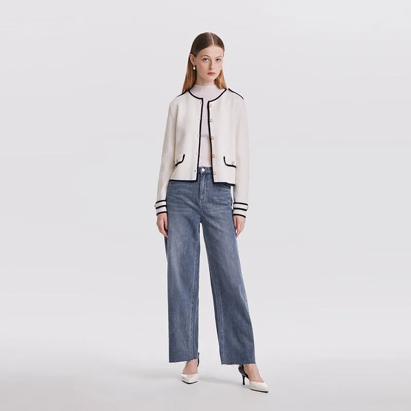 Contrast Soft Woolen Cardigan Test Test