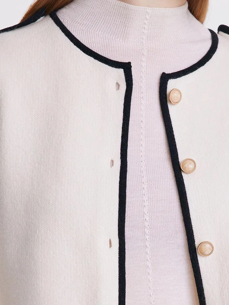 Contrast Soft Woolen Cardigan Test Test