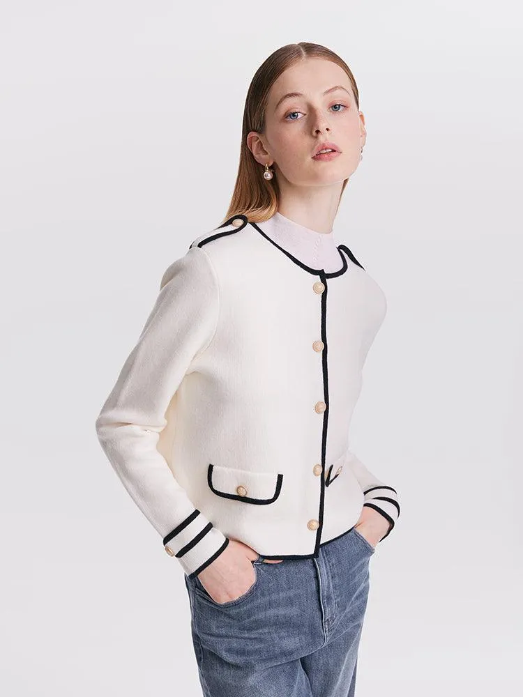 Contrast Soft Woolen Cardigan Test Test