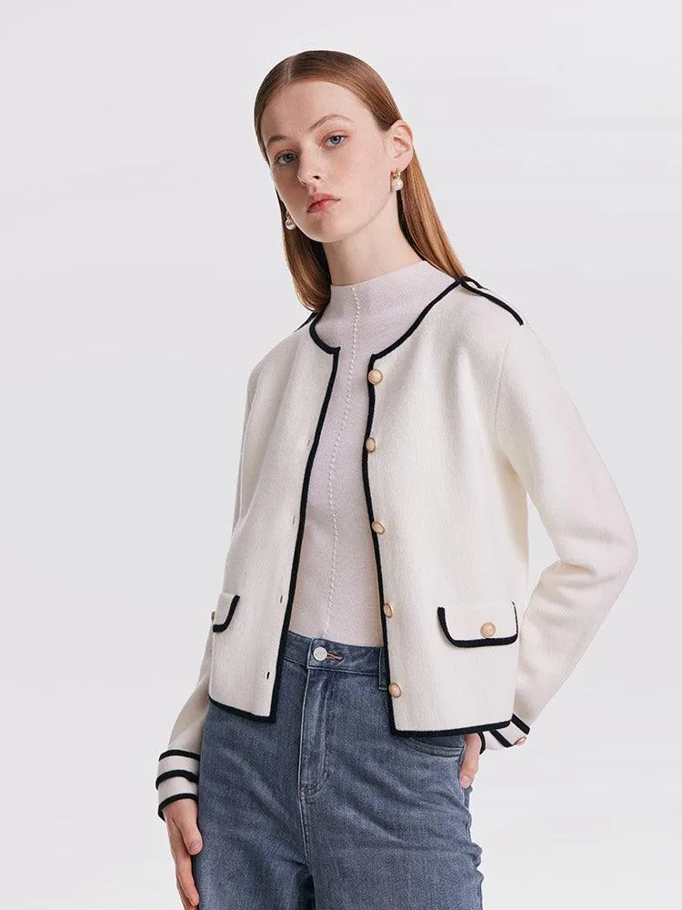 Contrast Soft Woolen Cardigan Test Test