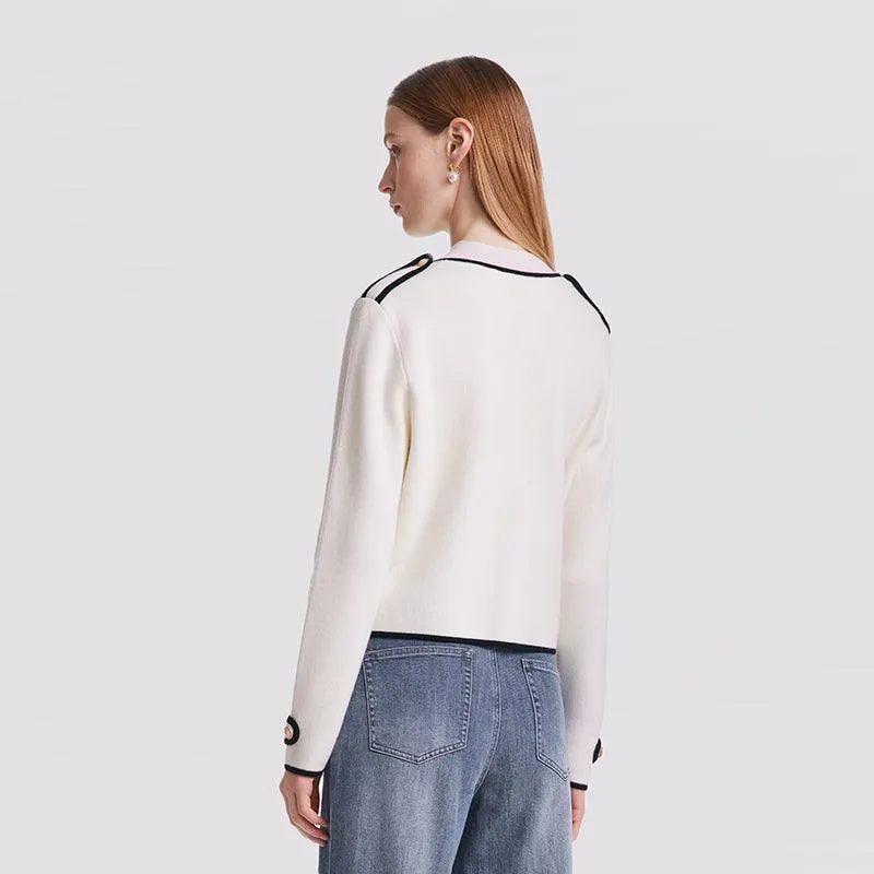 Contrast Soft Woolen Cardigan Test Test