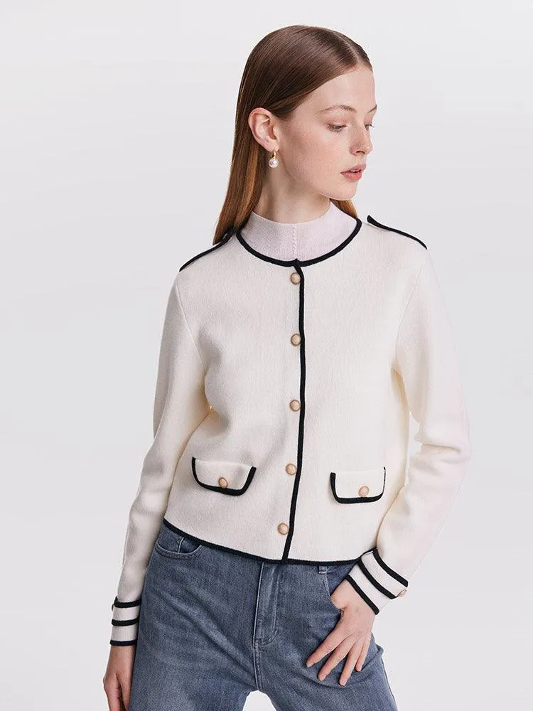 Contrast Soft Woolen Cardigan Test Test