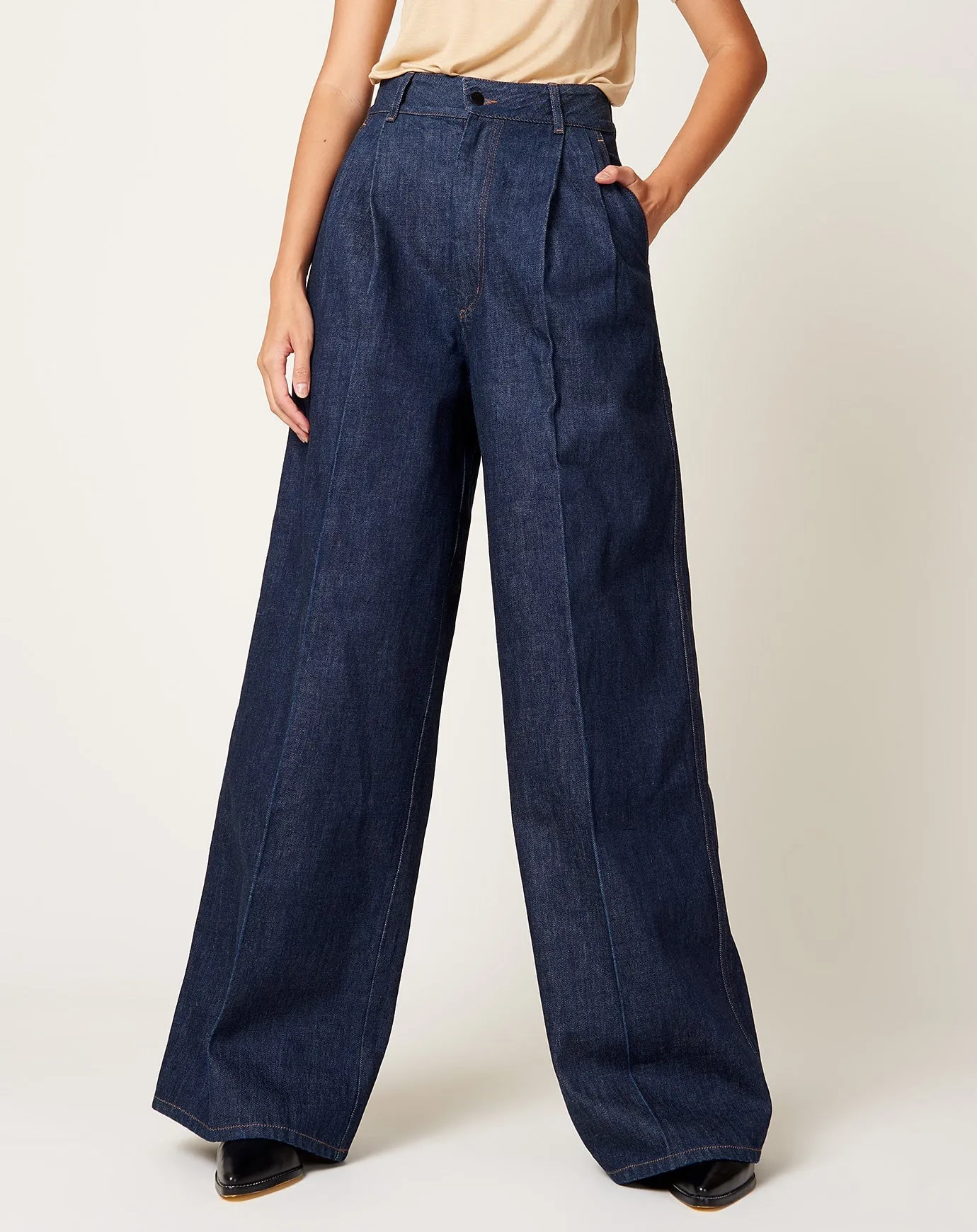 Deep Pocket Wide Leg Jean in Raw Indigo