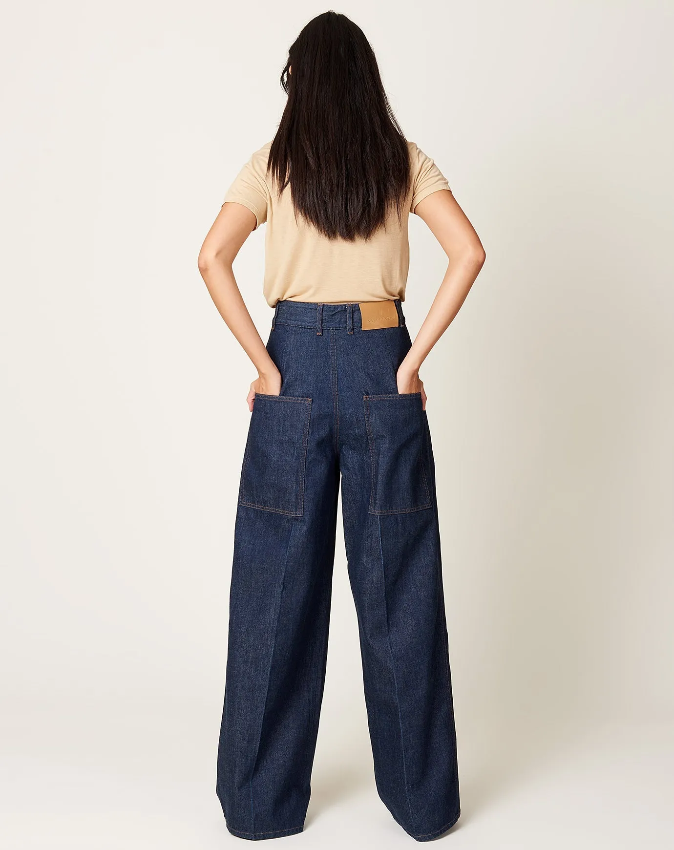 Deep Pocket Wide Leg Jean in Raw Indigo