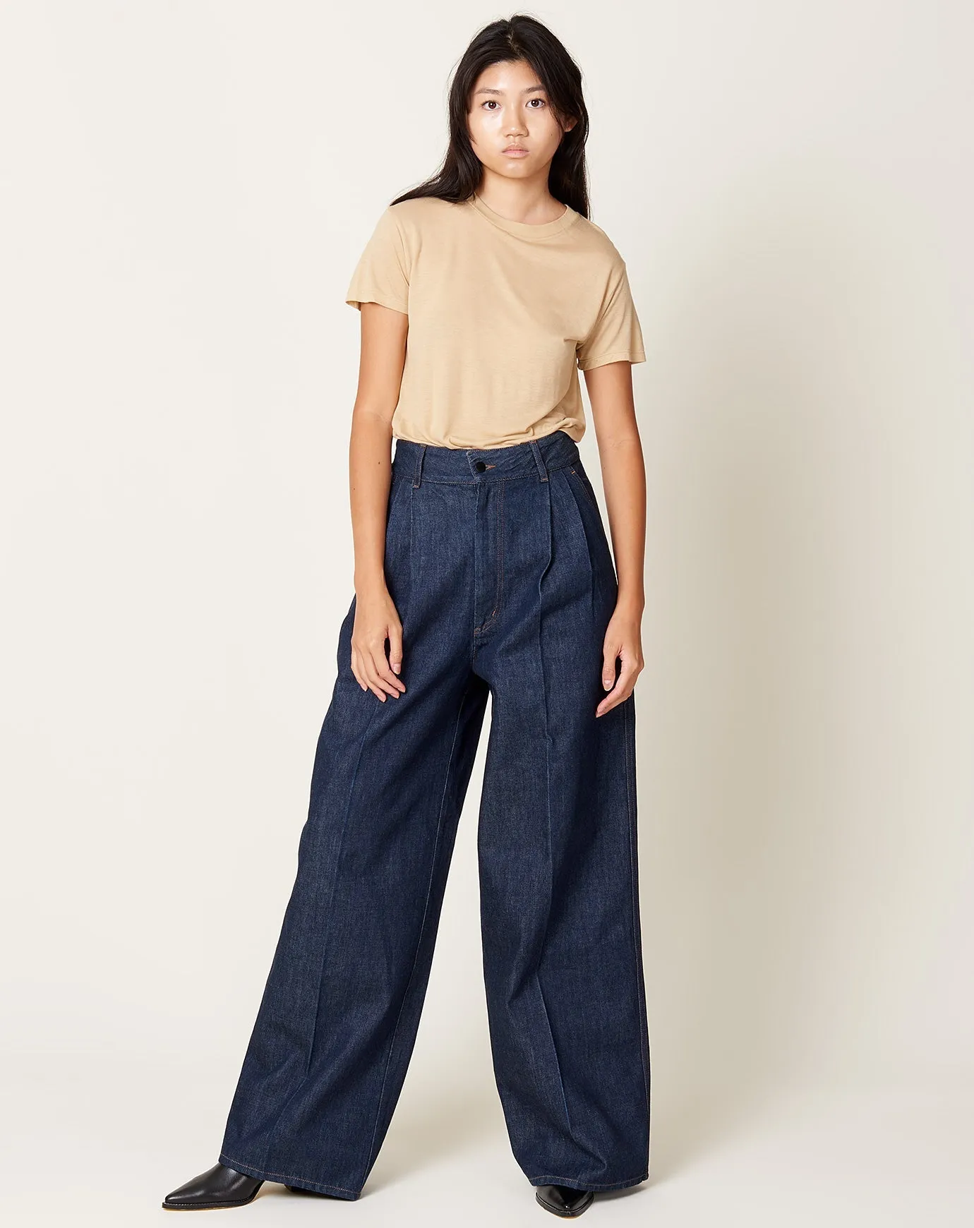 Deep Pocket Wide Leg Jean in Raw Indigo