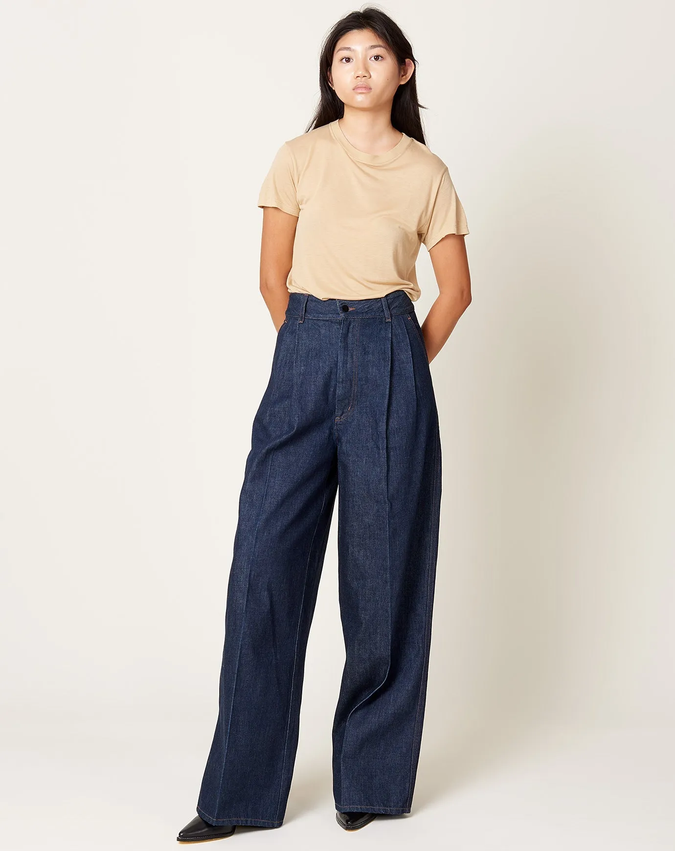 Deep Pocket Wide Leg Jean in Raw Indigo