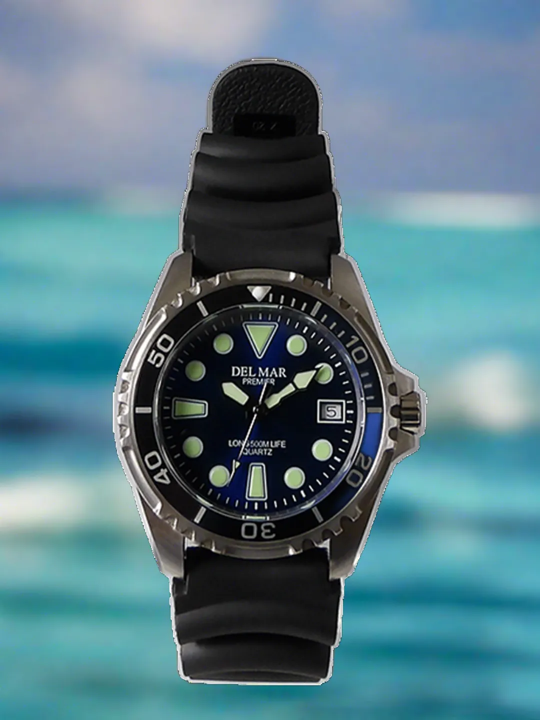 Del Mar 500-Meter Premier Pro Dive Blue Dial Watch #50418 | Black Strap