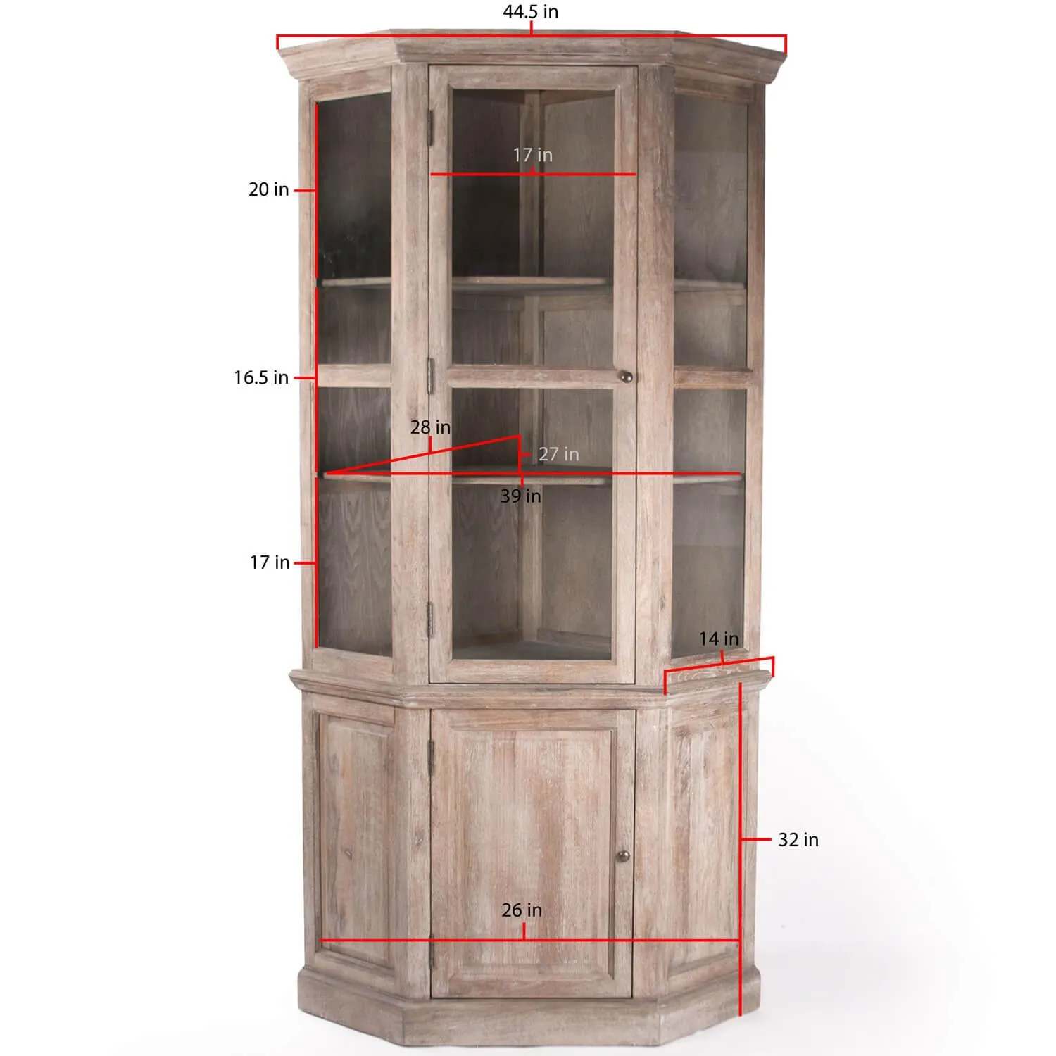 Distressed Oak Corner Cabinet