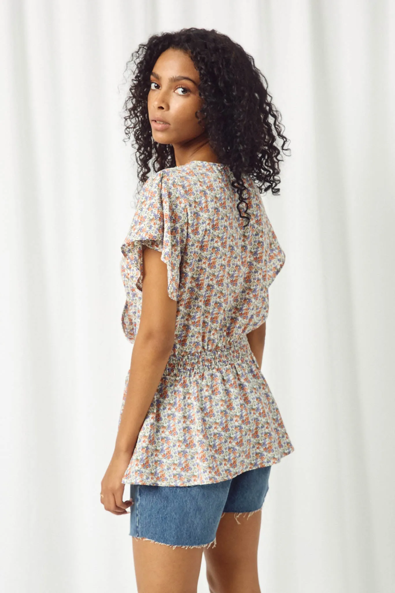 Ditsy Floral Peplum Top