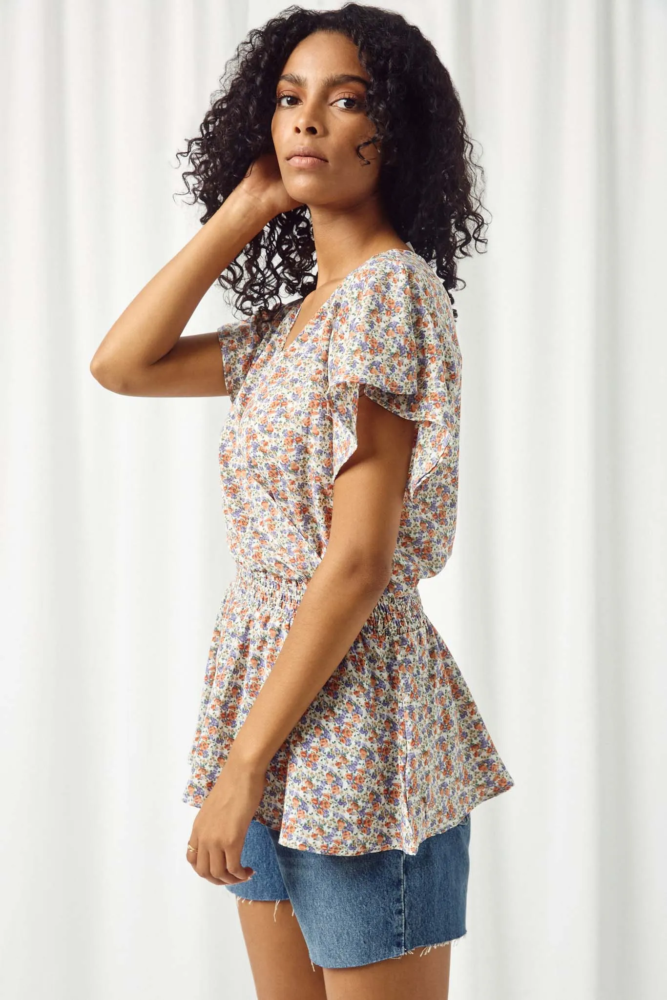 Ditsy Floral Peplum Top