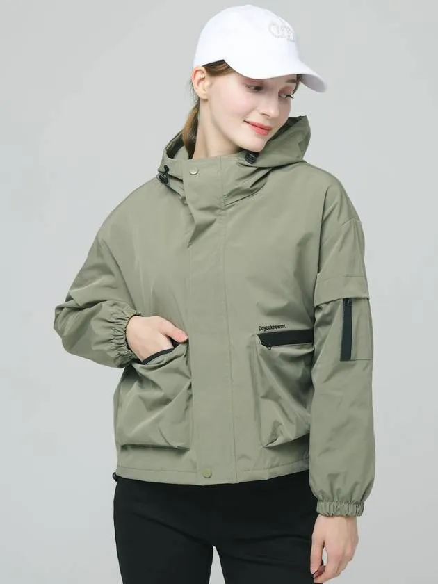 Doyou Know MC Women s Hooded Anorak Life Waterproof Loose Fit Khaki Wind Jumper DO6242WB24