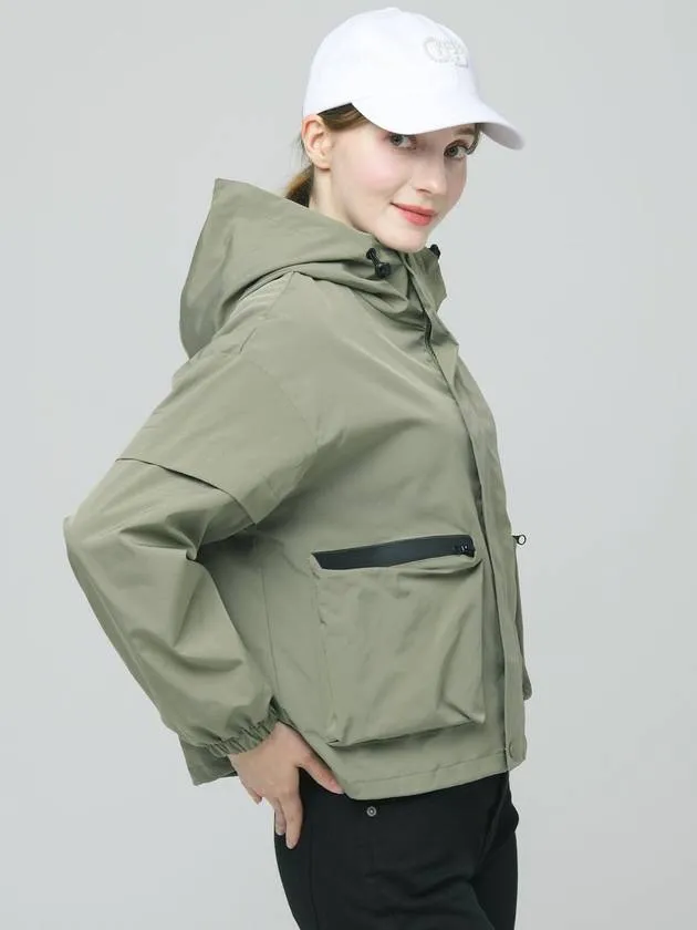 Doyou Know MC Women s Hooded Anorak Life Waterproof Loose Fit Khaki Wind Jumper DO6242WB24