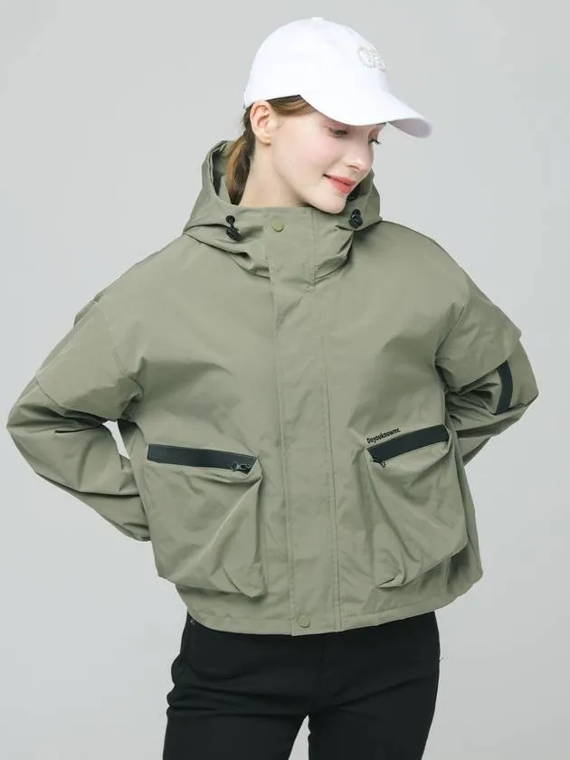 Doyou Know MC Women s Hooded Anorak Life Waterproof Loose Fit Khaki Wind Jumper DO6242WB24