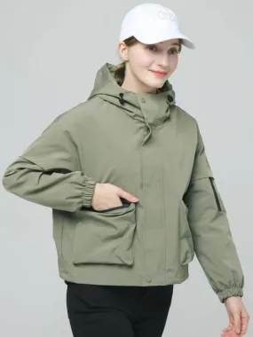 Doyou Know MC Women s Hooded Anorak Life Waterproof Loose Fit Khaki Wind Jumper DO6242WB24