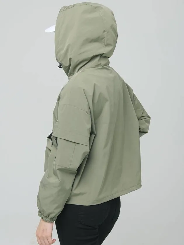 Doyou Know MC Women s Hooded Anorak Life Waterproof Loose Fit Khaki Wind Jumper DO6242WB24