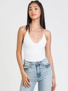 DYNAMIC RIBBED VNECK LACE BODYSUIT  - CLEARANCE