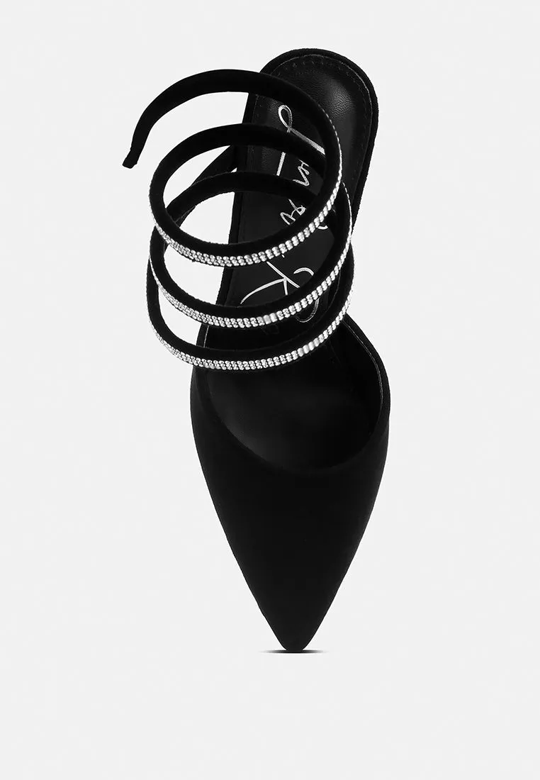 Elvira Rhinestone Embellished Strap Up Sandals By Ruw