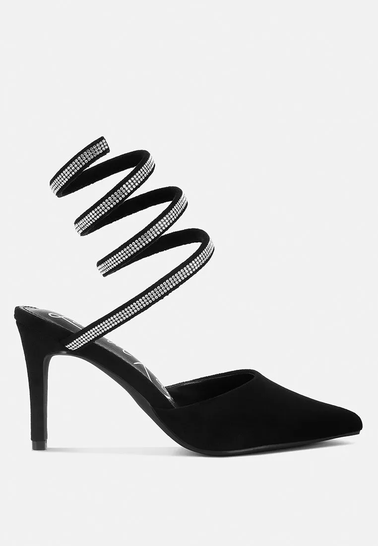 Elvira Rhinestone Embellished Strap Up Sandals By Ruw