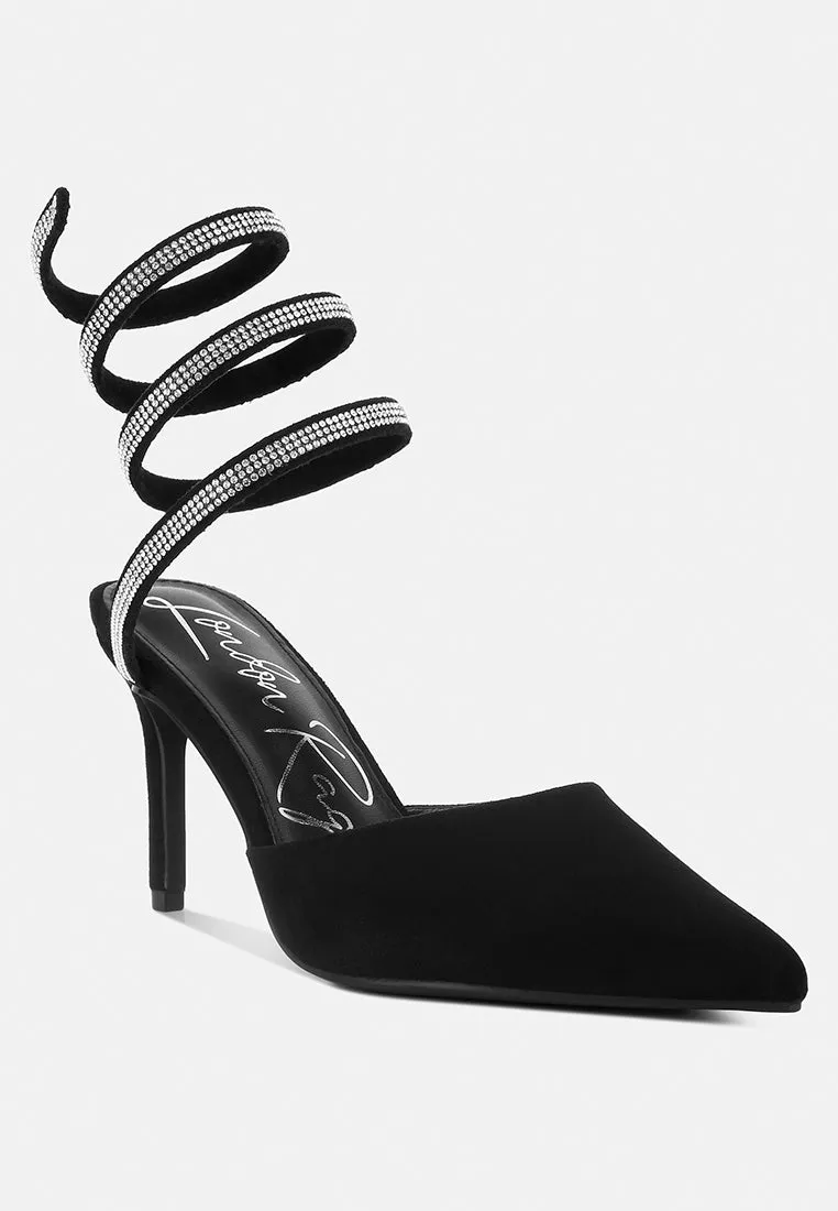 Elvira Rhinestone Embellished Strap Up Sandals By Ruw