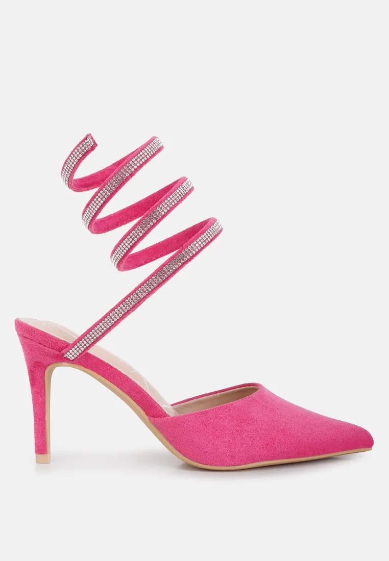 Elvira Rhinestone Embellished Strap Up Sandals By Ruw