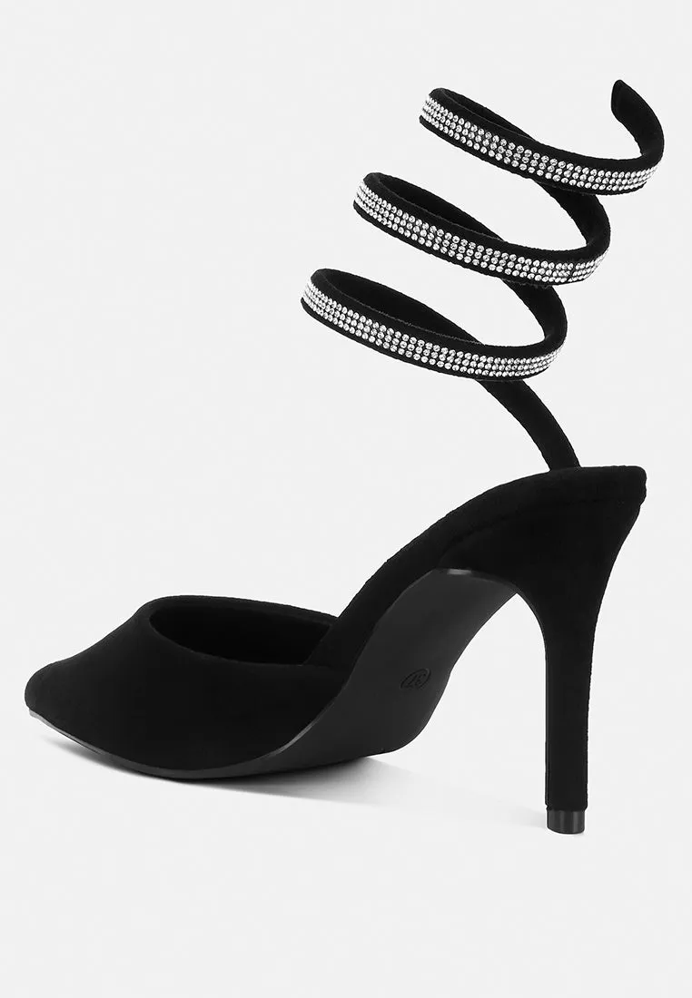 Elvira Rhinestone Embellished Strap Up Sandals By Ruw