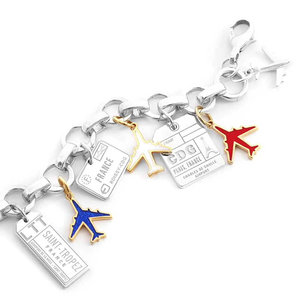France Passport Stamp Charm Silver