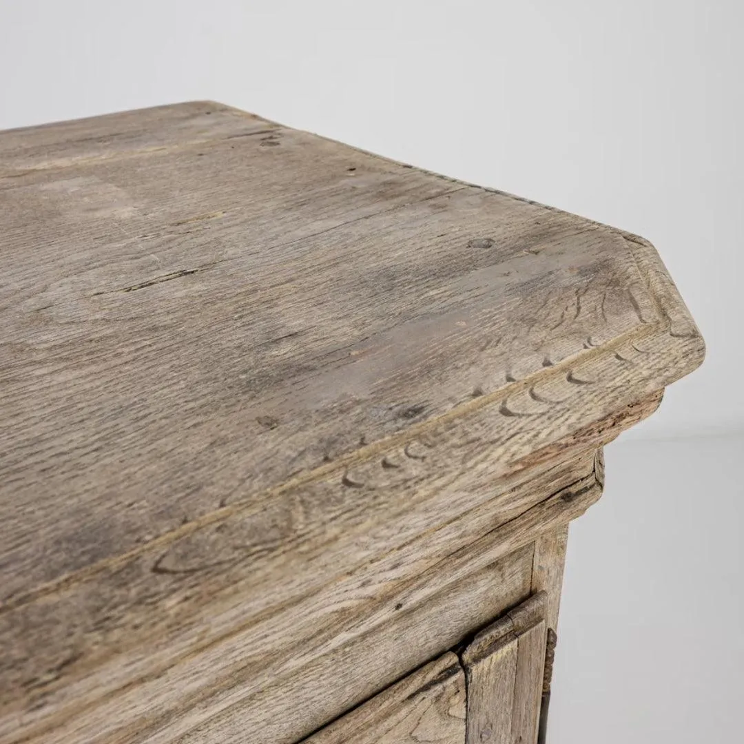 French Antique Ornate Bleached Oak Buffet, Circa 1850