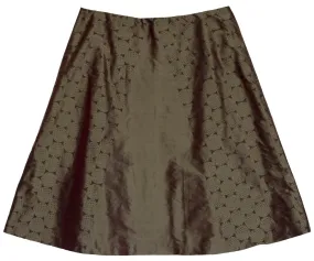 Guinea print A-line 'brazil nut' Indian Douppion silk skirt
